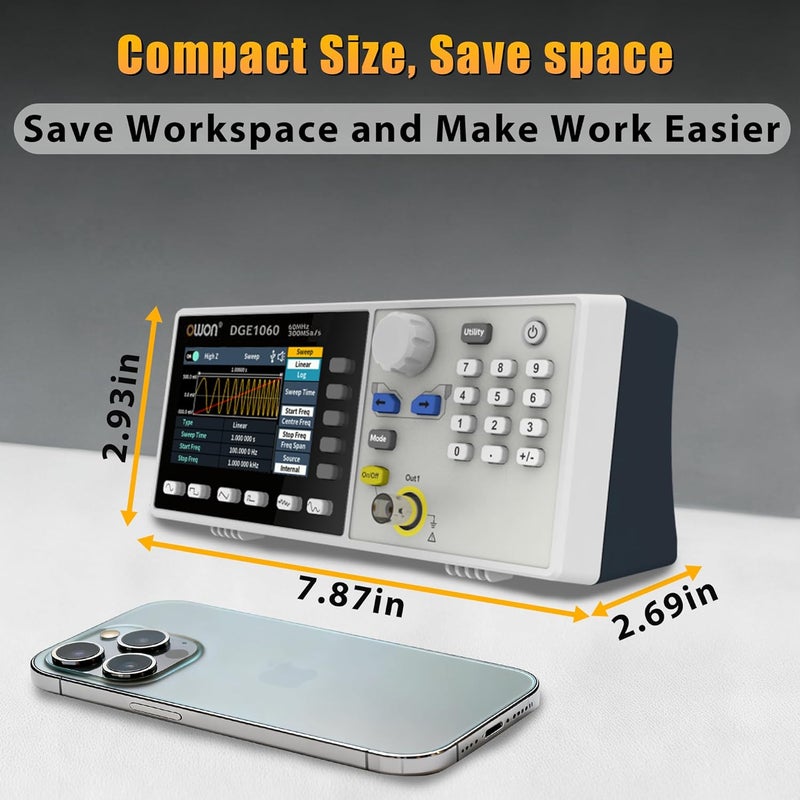 Owon Function Generators, DGE1030 30MHz with 1CH Signal Generator, 125MSa/s Sample Rate Arbitrary Generator 8k Arb Wave Length (30MHz/1CH/ DGE1030) - Image 5